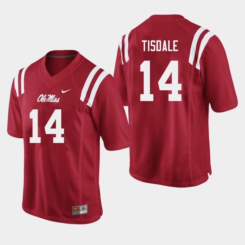 Grant Tisdale Ole Miss Rebels NCAA Men's Red #14 Stitched Limited College Football Jersey OWO7658AT